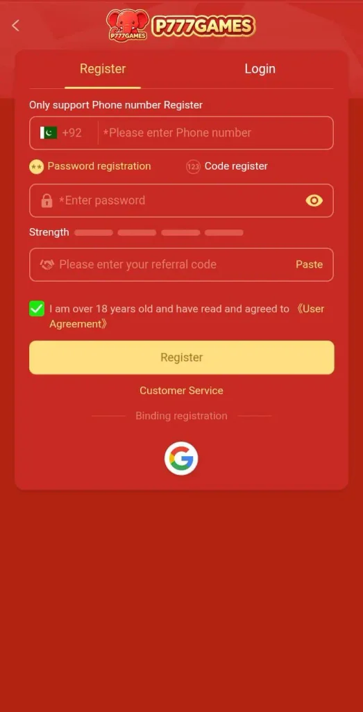 P777 Game Register