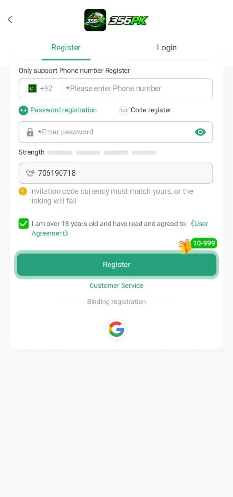 356PK Game APK Download Real Earning App free For Android 4 356PK Game Register